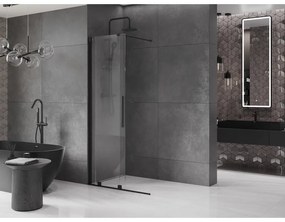 Mexen Velar, nyílásba tolóajtó Walk-In típusú 85 cm, 8 mm átlátszó üveg, fekete matt, 871-085-000-03-70