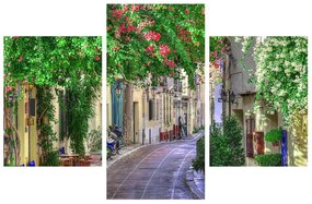 Mediterrán nyári utcácska képe (90x60 cm)