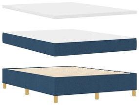 Boxspring Ágy Matraccal és Padot Kék 140x200 cm Szövet