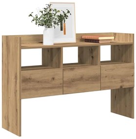 kézműves tölgy színű szerelt fa tálalószekrény 105x30x70 cm