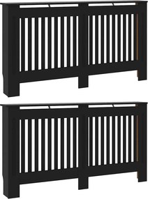 vidaXL Radiátor fedezék 2 pcs Fekete 152 x 19 x 81,5cm Faanyag