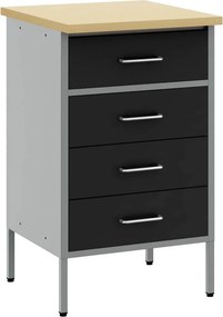 vidaXL Munkapad Fekete és Szürke 50 x 55 x 85 cm Műszaki fa és acél