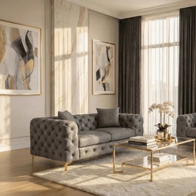 Sofa SORRENTO 2S Dwuosobowa Szara Welurowa