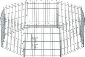 Kutya kennel, kutyaketrec, 61 cm magas, összecsukható kifutó 8 paneles, ezüst