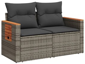 2 személyes szürke polyrattan kerti kanapé párnával