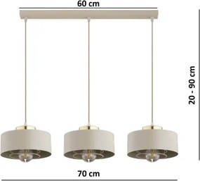 Brilagi - Kábelre függesztett csillár SPRING 3xE27/60W/230V bézs/arany