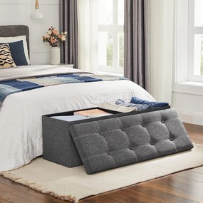 Puff, tároló pad összecsukható ülés ottomán 110x38x38 cm, sötétszürke