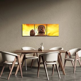 Kép - Buddha piros és sárga háttérrel (órával) (90x30 cm)