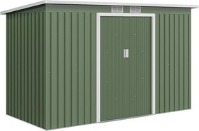 Outsunny Fém Szerszámtároló 6,3m³ 280x130x172cm Tároló Sátor, Ferdevágású Tetővel, Csúszó Ajtóval, Időjárásálló Kert Sátor, Kültéri Kert Tároló Szekré