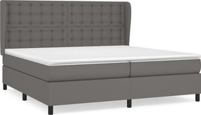 vidaXL szürke műbőr rugós ágy matraccal 200 x 200 cm