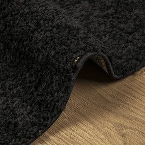PAMPLONA fekete magas szálú bolyhos modern szőnyeg 100 x 200 cm