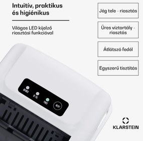 Klarstein Caldwell jégkockakészítő, 12 kg jégkocka/nap, teljesen automatikus, LED kijelző, könnyű tisztítás