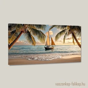 Trópusi naplemente vitorlás – Prémium falikép 60x34 cm