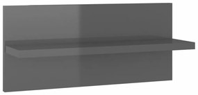 4 db magasfényű szürke fali polc 40 x 11,5 x 18 cm