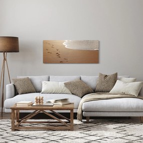 Kép - nyomok a homokban és a tenger (120x50 cm)