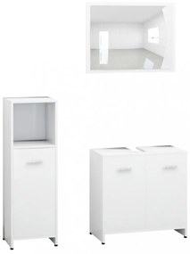 3 részes fehér szerelt fa fürdőszobai bútorszett