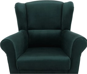 Füles fotel, szövet smaragd, CHARLOT