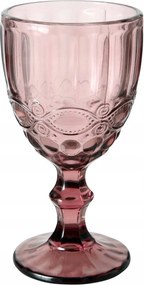 Rózsaszín Elegáns Üvegpohár Aurora Díszítéssel 300 ML 17X9 CM