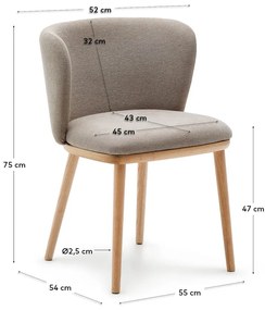 Világosbarna kárpitozott étkezőfotel Ciselia – Kave Home