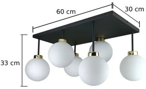 Felületre szerelhető csillár  DEA 6xE14/60W/230V fekete/arany/fehér
