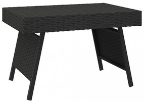 fekete összecsukható polyrattan kisasztal 60 x 40 x 38 cm