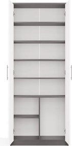 Aldabra Oliv 2D könyvespolc, irodai szekrény, 74x180x35 cm, antracit-fehér