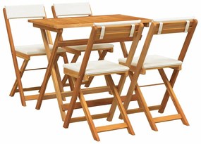 vidaXL Bisztró készlet párnával 5 pcs Olaj Természetes Tömör Akácfa