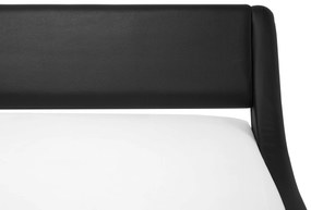 Fekete műbőr ágyneműtartós franciaágy 180 x 200 cm AVIGNON Beliani