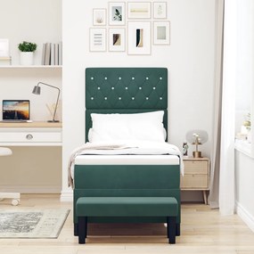 Box Spring Ágy Matraccal &amp; Paddal Sötét Zöld 80x200 cm Bársony