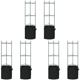 6 db acél és polipropilén paradicsomketrec növényzsákkal 116 cm