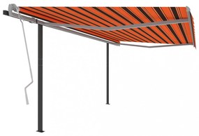 Narancssárga-barna automata napellenző póznákkal 4,5 x 3,5 m