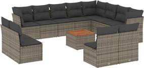 vidaXL 13 részes szürke polyrattan kerti ülőgarnitúra párnákkal