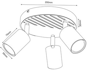Spotlámpa TERRA 3xGU10/8W/230V fehér/tölgy