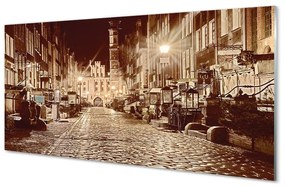 Üvegképek Gdańsk óvárosának Night 140x70 cm 4 fogas