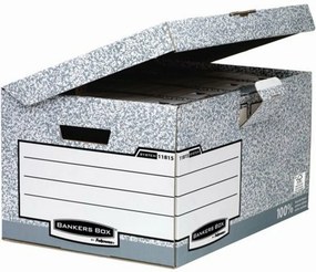 Csapófedeles archiválókonténer, BANKERS BOX® SYSTEM by FELLOWES®, szürke (IFW11815BB)
