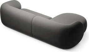 Sötétszürke bársony sarokkanapé (bal oldali-heverő résszel) Kate – Micadoni