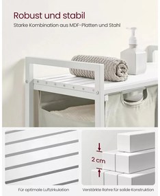 Szennyestartó, kihúzható és levehető ruhatartó zsákkal 2x46L, fehér