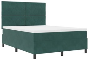 Boxspring Ágy Mattal &amp; LED Sötét Zöld 140x200 cm Bársony