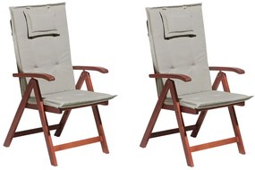 Összecsukható akácfa szék tópszínű párnával kétdarabos szettben TOSCANA Beliani