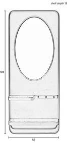 Fali tükör polccal 53x108 cm Pascal – White Label