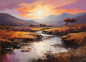 Poszter 55x40cm Naplemente a vad folyó felett