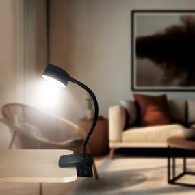 Solight WO3001-B-LED Dimmelhető flexibilis lámpa klipsszel LED/2W/5V 3000/4000/6500K fekete