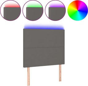 vidaXL szürke műbőr LED-es fejtámla 80x5x118/128 cm