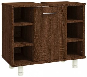 barna tölgyszínű szerelt fa fürdőszobaszekrény 60x32x53,5 cm