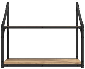 Falpolc polcokkal kézműves tölgy 60 x 21 x 51 cm Faanyag