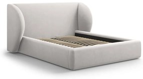 Világosszürke kárpitozott franciaágy tárolóhellyel, ágyráccsal 160x200 cm Miley – Micadoni Home