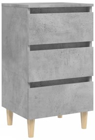 betonszürke éjjeliszekrény tömör fa lábakkal 40 x 35 x 69 cm
