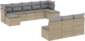 vidaXL 10 részes bézs polyrattan kerti ülőgarnitúra párnával