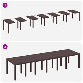 Kertasztal Barna 350x100x73 cm Poliratán