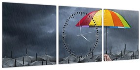 Kép - Esernyők (órával) (90x30 cm)